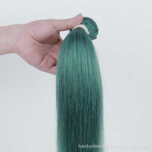 Rebecca Fashion new Green color hair straight weave 8 to 28inches raw brazilian hair bundles wholesale human hair extension